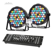 Kit 2 Canhão Refletor Par Led 54 Led 3w Rgbwa Dmx + Mesa Dmx
