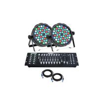 Kit 2 Canhao Rgbw 54 Leds 3w + Mesa Dmx + Cabos 5 Metros