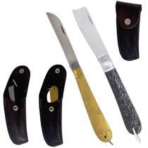 Kit 2 Canivetes Corneta C/ Bainha (Escama Peixe + Lamina Larga)