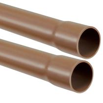 Kit 2 Cano Tubo Pvc Soldável Marrom 50mm 1 Metro Hidráulic