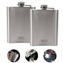 Kit 2 Cantil De Bolso Em Inox Frasco Whiskeira Porta Bebida