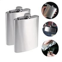 Kit 2 Cantil De Bolso Em Inox Porta Bebida Whisky Vodka