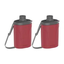 Kit 2 Cantil Garrafa Safari 1L C/ Alça Camping Trilha Térmica Conserva 2h/3h Quente Frio Resistente