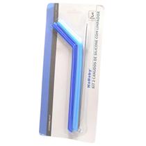Kit 2 Canudos Silicone Azul Bebida Limpador Aramado Kababy