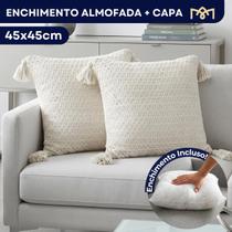 Kit 2 Capa Almofada Crochê Renda C/ Enchimento Maciez Superior Conforto Elegância 45x45cm Fibra Siliconada Premium Kit 2 Capa Almofada Crochê Renda C/ Enchimento Maciez Superior Conforto Elegância 45x45cm Fibra Siliconada Premium