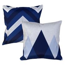 Kit 2 Capa Almofada Marítima Âncora Navio Abstratas Azul 45x45 Kit 2 Capa Almofada Marítima Âncora Navio Abstratas Azul 45x45