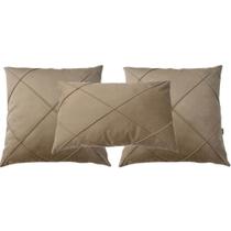 Kit 2 Capa Almofada Suede Drapeada 45x45 + 1 Capa Baguete