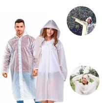 kit 2 capa chuva com Gabardina grossa e comprida transparente reforçada reutilizável