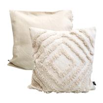 Kit 2 Capa de Almofada Branca Off Wihte Luxo Sofá 43x43cm