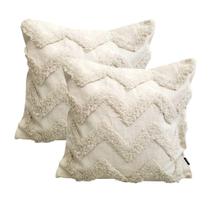 Kit 2 Capa de Almofada Branca Off Wihte Luxo Sofá 43x43cm