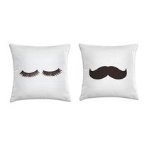 Kit 2 capa de almofada cílios e bigode