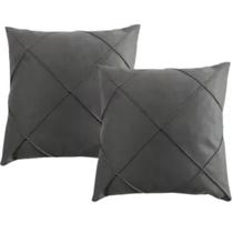 Kit 2 Capa de Almofada Home&Cia Suede Aveludada Drapeada 45x45cm Grafite