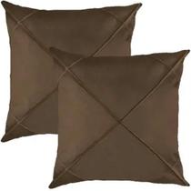 Kit 2 Capa de Almofada Home&Cia Suede Aveludada Drapeada 45x45cm Tabaco