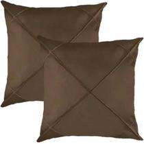 Kit 2 Capa De Almofada Suede Aveludada Drapeada 45x45cm Tabaco