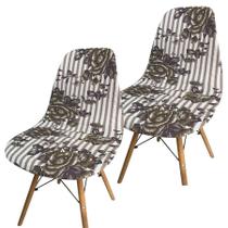 Kit 2 Capa de Cadeira Charles Eames Eiffel Pé Palito Malha Estampada