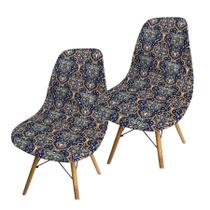 Kit 2 Capa de Cadeira Charles Eames Eiffel Pé Palito Malha Estampada