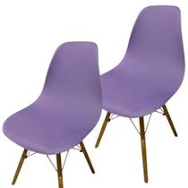Kit 2 Capa de Cadeira Charles Eames Eiffel Pé Palito Malha Lisa