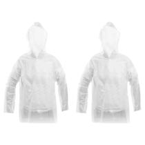 Kit 2 Capa de Chuva Impermeável Resistente Reutilizável Com Capuz Vinil PVC Kit 2 Capa de Chuva Impermeável Resistente Reutilizável Com Capuz Vinil PVC