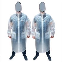Kit 2 Capa De Chuva Transparente Capuz Plus Size Tamanho G com bolso unissex resistente reutilizavel