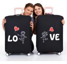 Kit 2 Capa Mala Viagem Love Casal Proteção Elástica Lavável Resistente Preto Bagagem Premium