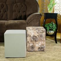 Kit 2 Capa Puff Plus Quadrado Luxo Cinza Claro e Adele Kit 2 Capa Puff Plus Quadrado Luxo Cinza Claro e Adele