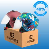 Kit 2 Capacete Aberto Pro Tork New Atomic Elite Fosco e Universe Brilhante Masculino Feminino Moto
