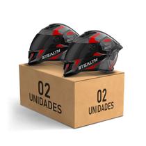Kit 2 Capacete Fechado Stealth Concept Brilhante Viseira Fumê Pro Tork Masculino Feminino Segurança Moto