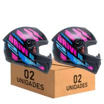 Kit 2 Capacete Feminino Fly Drive 2 Atitude Rosa