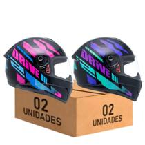 Kit 2 Capacete Fly Drive 2 Atitude Rosa e Roxo