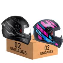 Kit 2 Capacete Fly Drive 2 Flex Preto Grafite e Atitude Rosa