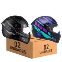 Kit 2 Capacete Masculino Feminino Fly Drive 2 Preto Grafite e Atitude Roxo