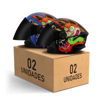 Kit 2 Capacetes Abertos Pro Tork New Liberty 3 Coyote Brilhante Viseira Fumê Moto