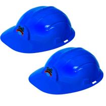 Kit 2 Capacetes Construtor Operário de Brinquedo Fantasia Infantil com Elástico Azul