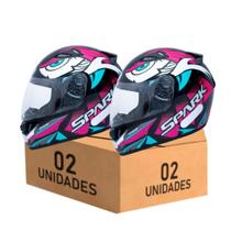 Kit 2 Capacetes Ebf Spark Dragon Rosa e Dragon Tiffany Fechado Kit 2 Capacetes Ebf Spark Dragon Rosa e Dragon Tiffany Fechado