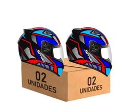 Kit 2 Capacetes Ebf Spark Spider Azul Moto Fechado Masculino Feminino Kit 2 Capacetes Ebf Spark Spider Azul Moto Fechado Masculino Feminino