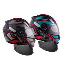 Kit 2 Capacetes Ebf Spark Spider Tiffany e Vermelho Mais Viseira Fumê