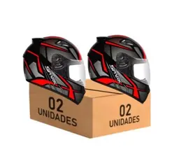 Kit 2 Capacetes Ebf Spark Spider Vermelho Moto Fechado Masculino Feminino
