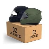 Kit 2 Capacetes Escamoteáveis Pro Tork Attack Elite Fosco Moto Proteção Segurança Feminino Masculino