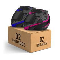 Kit 2 Capacetes Escamoteáveis Pro Tork V Pro Jet 3 Viseira Fumê Moto Proteção Segurança Feminino Masculino