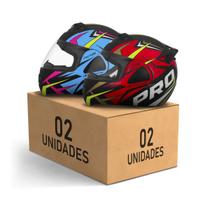 Kit 2 Capacetes Escamoteáveis Pro Tork V-Pro Jet Factor Fosco Feminino Masculino Moto Kit 2 Capacetes Escamoteáveis Pro Tork V-Pro Jet Factor Fosco Feminino Masculino Moto