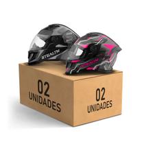 Kit 2 Capacetes Fechados Pro Tork Stealth Concept + Stealth Hawk Feminino Masculino Conforto Segurança Moto