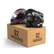 Kit 2 Capacetes Fechados Pro Tork Stealth Hawk + Attack Evo Feminino Masculino Conforto Segurança Moto
