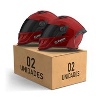 Kit 2 Capacetes Fechados Stealth Solid Brilhante Viseira Fumê Feminino Masculino Pro Tork Segurança Proteção Kit 2 Capacetes Fechados Stealth Solid Brilhante Viseira Fumê Feminino Masculino Pro Tork Segurança Proteção
