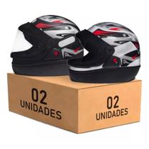 Kit 2 Capacetes San Marino Preto Branco Automático Kit 2 Capacetes San Marino Preto Branco Automático