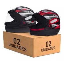 Kit 2 Capacetes San Marino Preto Vermelho Automático Kit 2 Capacetes San Marino Preto Vermelho Automático