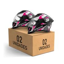 Kit 2 Capacetes Stealth Concept Brilhante Fechados Pro Tork Masculino Feminino Moto Segurança