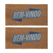 Kit 2 Capacho Fibra Natural de Coco Bem Vindo Azul