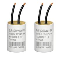 Kit 2 capacitor 2 fios metalizado 8 uf x 250v trio Kit 2 capacitor 2 fios metalizado 8 uf x 250v trio