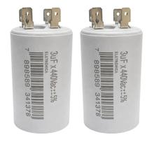 KIT 2 CAPACITOR 3uF 440V METALIZADO C/ TERMINAL REPOSICAO VENTILADOR