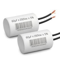 Kit 2 capacitor 60x250v 2 fios metalizado trio Kit 2 capacitor 60x250v 2 fios metalizado trio